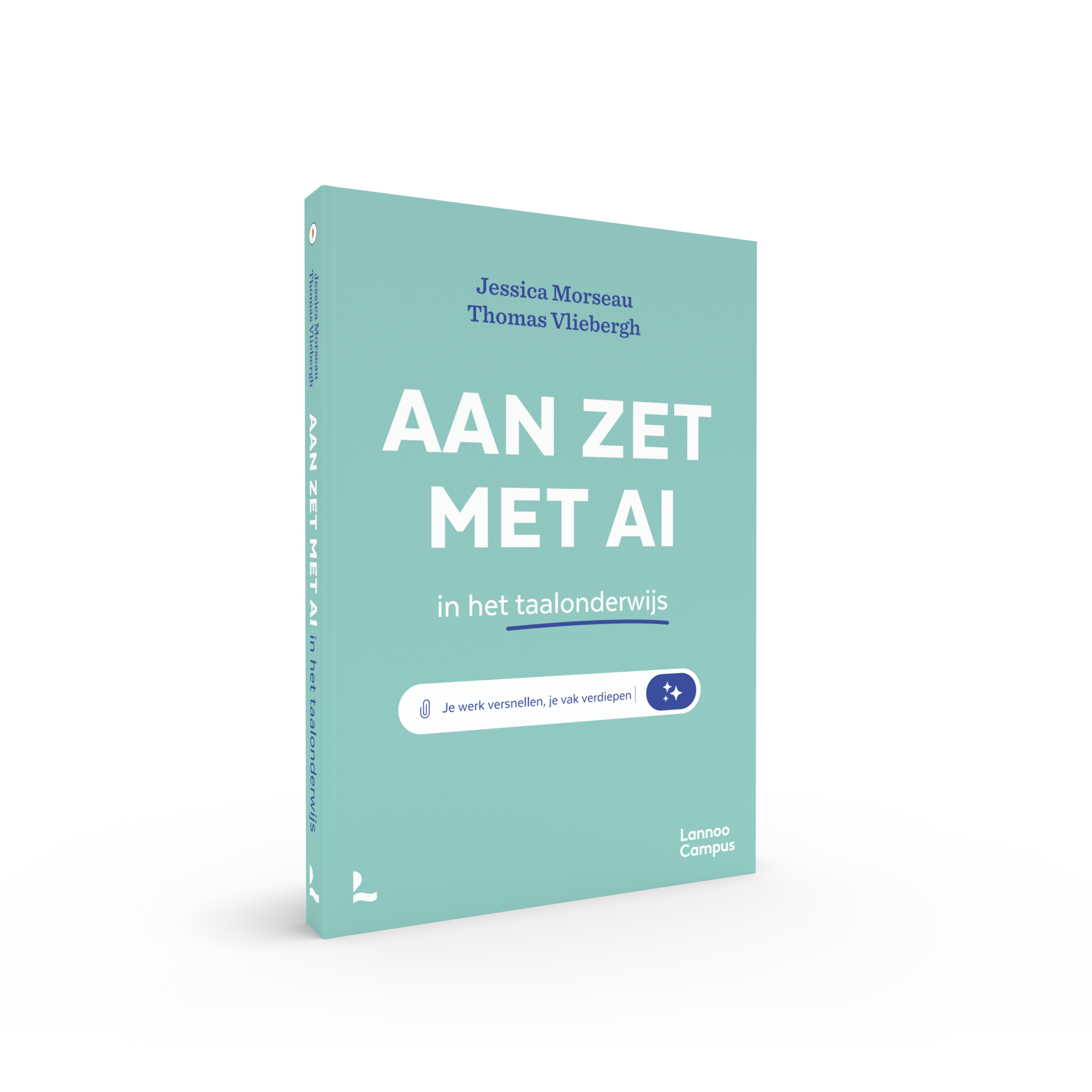 Cover boek Aan zet met AI in het taalonderwijs Thomas Vliebergh Cover boek Aan zet met AI in het taalonderwijs Thomas Vliebergh