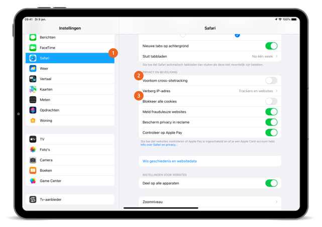 ipad safari settings cross-sitetracking