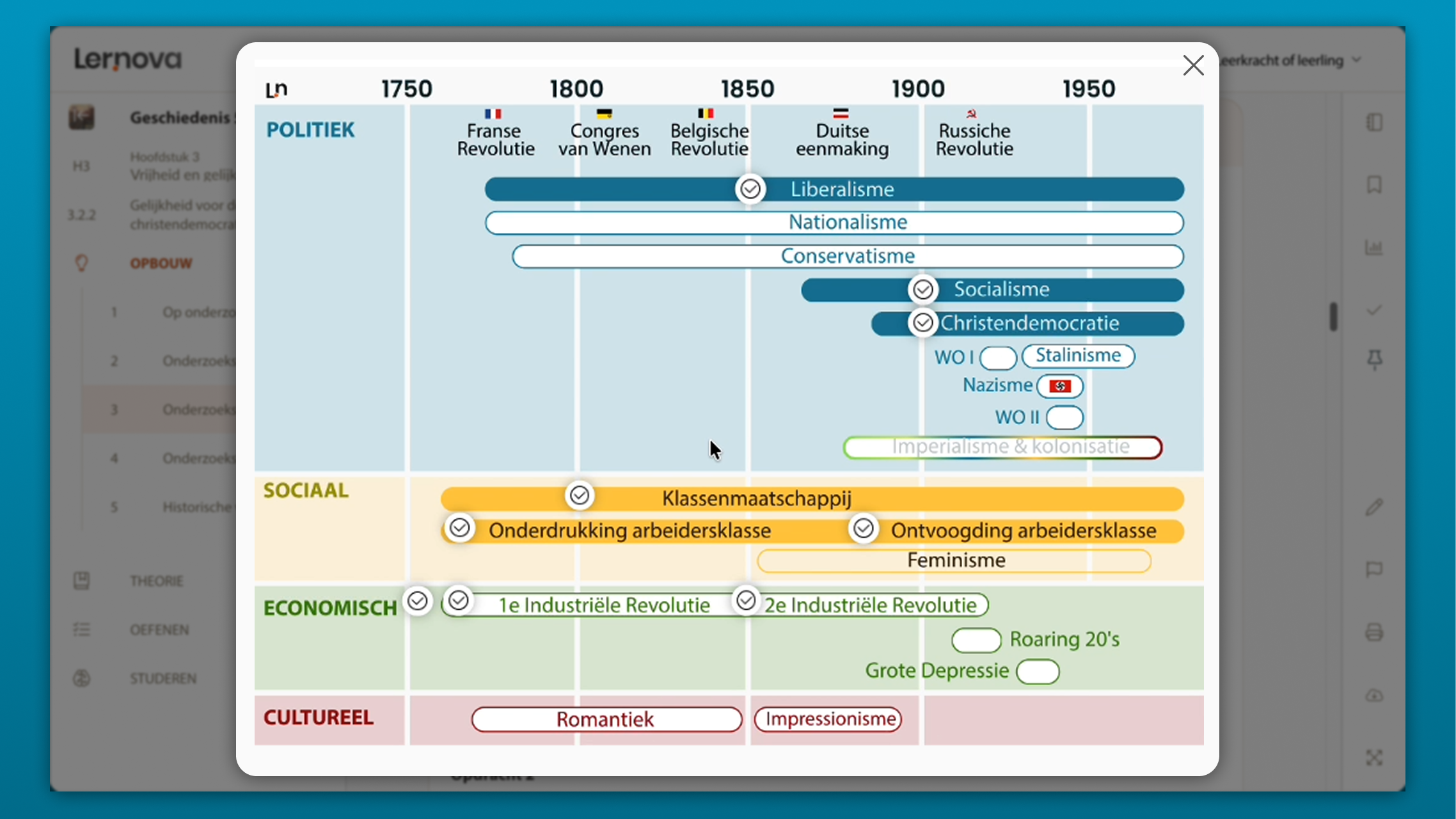 Interactieve tijdlijn in
Lernova geschiedenis in platform.png.png